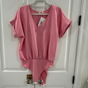 Pink blousey bodysuit